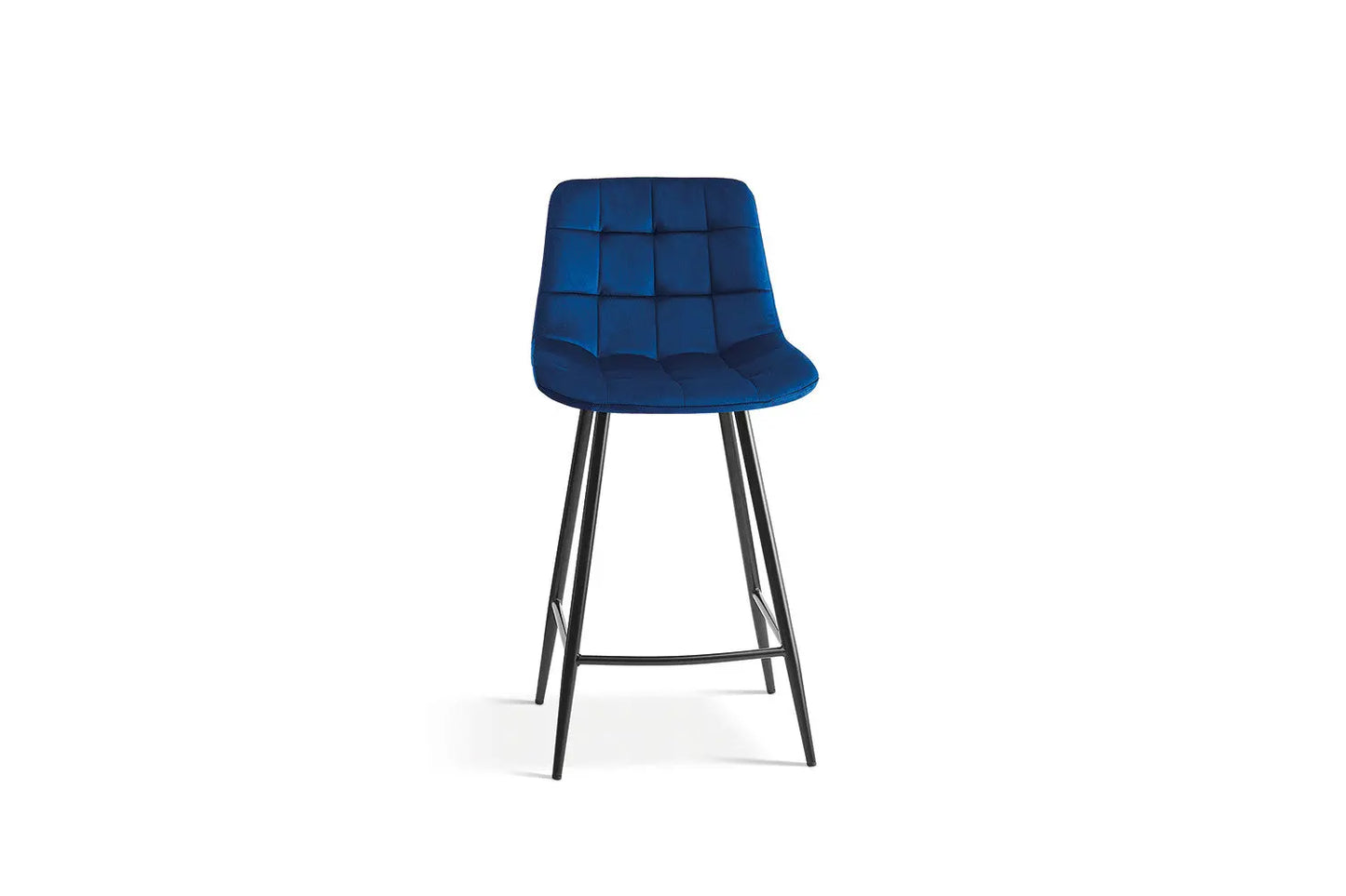 Lot de Chaises de Bar JULIA en Tissu Velours Bleu - 46 x 36 cm TiKoya
