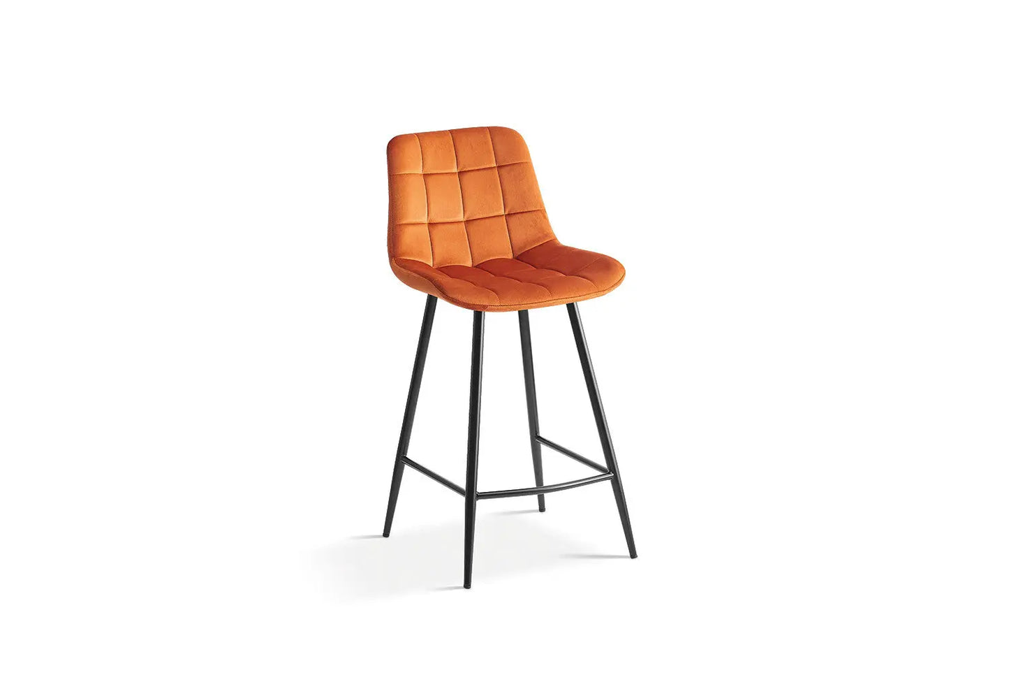 Lot de Chaises de Bar JULIA en Tissu Velours Orange - 46 x 36 cm TiKoya