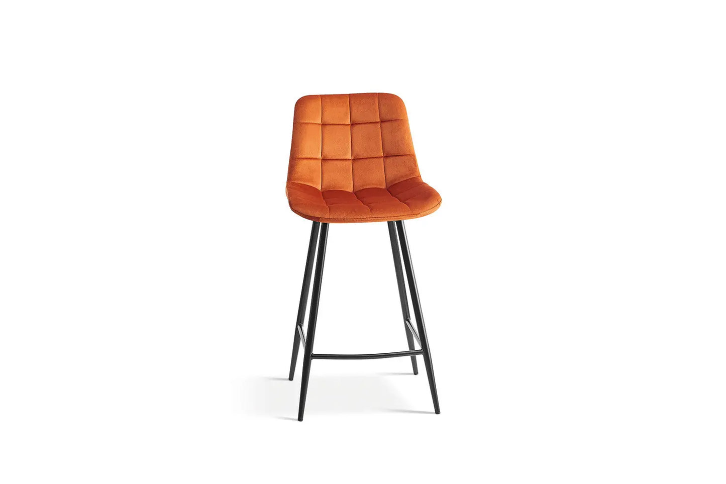 Lot de Chaises de Bar JULIA en Tissu Velours Orange - 46 x 36 cm TiKoya