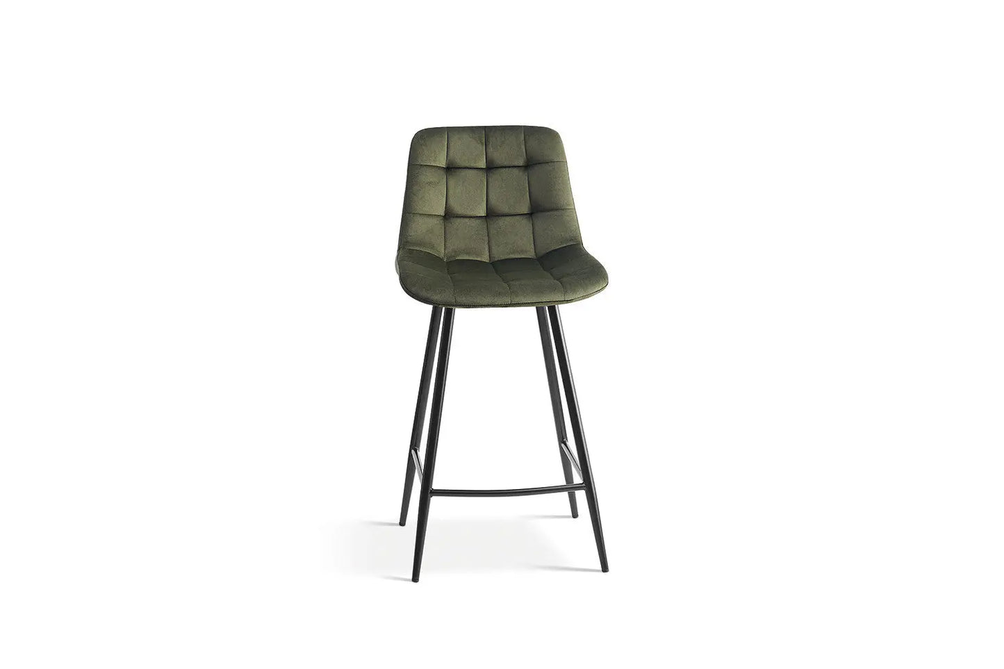 Lot de Chaises de Bar JULIA en Tissu Velours Vert - 46 x 36 cm TiKoya