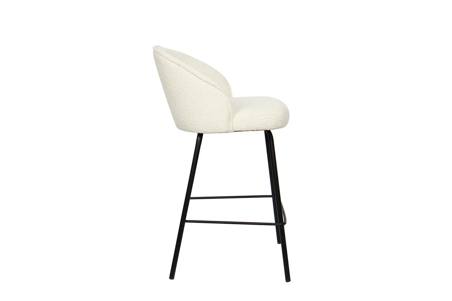 Lot de Chaises de Bar JUNYA en Tissu Bouclé Blanc - 52 x 51 cm ROUSSEAU