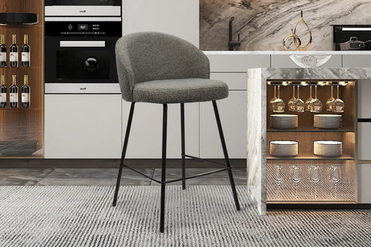 Lot de Chaises de Bar JUNYA en Tissu Bouclé Gris - 52 x 51 cm ROUSSEAU