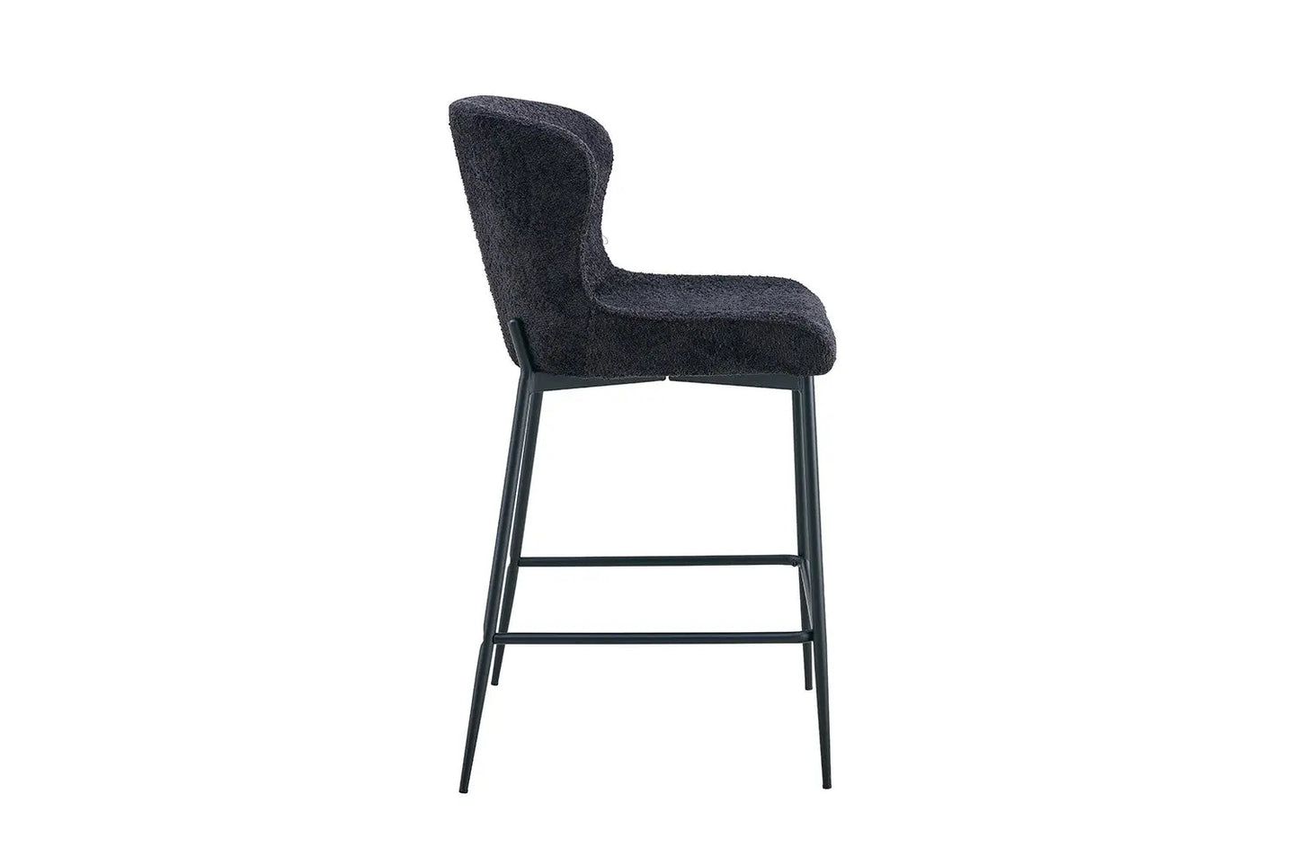 Lot de Chaises de Bar LISE en Tissu Bouclé Gris Foncé - 51.5 x 56 cm ROUSSEAU