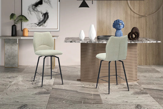 Lot de Chaises de Bar LYARA en Tissu Écru - 48 x 56 cm ROUSSEAU