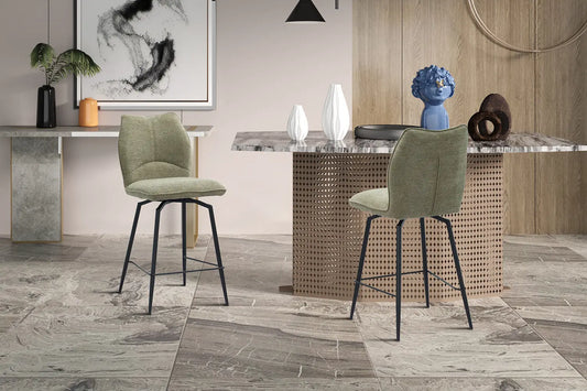 Lot de Chaises de Bar LYARA en Tissu Sable - 48 x 56 cm ROUSSEAU