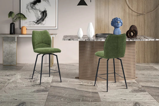 Lot de Chaises de Bar LYARA en Tissu Vert - 48 x 56 cm ROUSSEAU