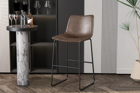 Lot de Chaises de Bar MANCYA en PU Brun Foncé - 48 x 56 cm ROUSSEAU