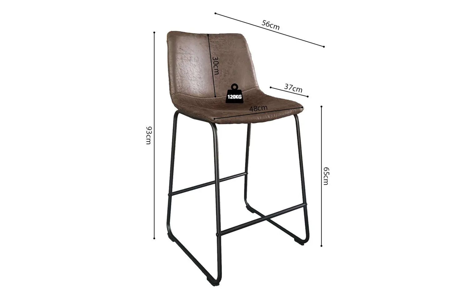 Lot de Chaises de Bar MANCYA en PU Brun Foncé - 48 x 56 cm ROUSSEAU