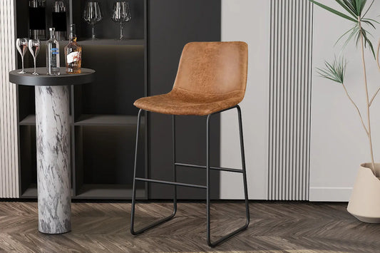 Lot de Chaises de Bar MANCYA en PU Cognac - 48 x 56 cm ROUSSEAU