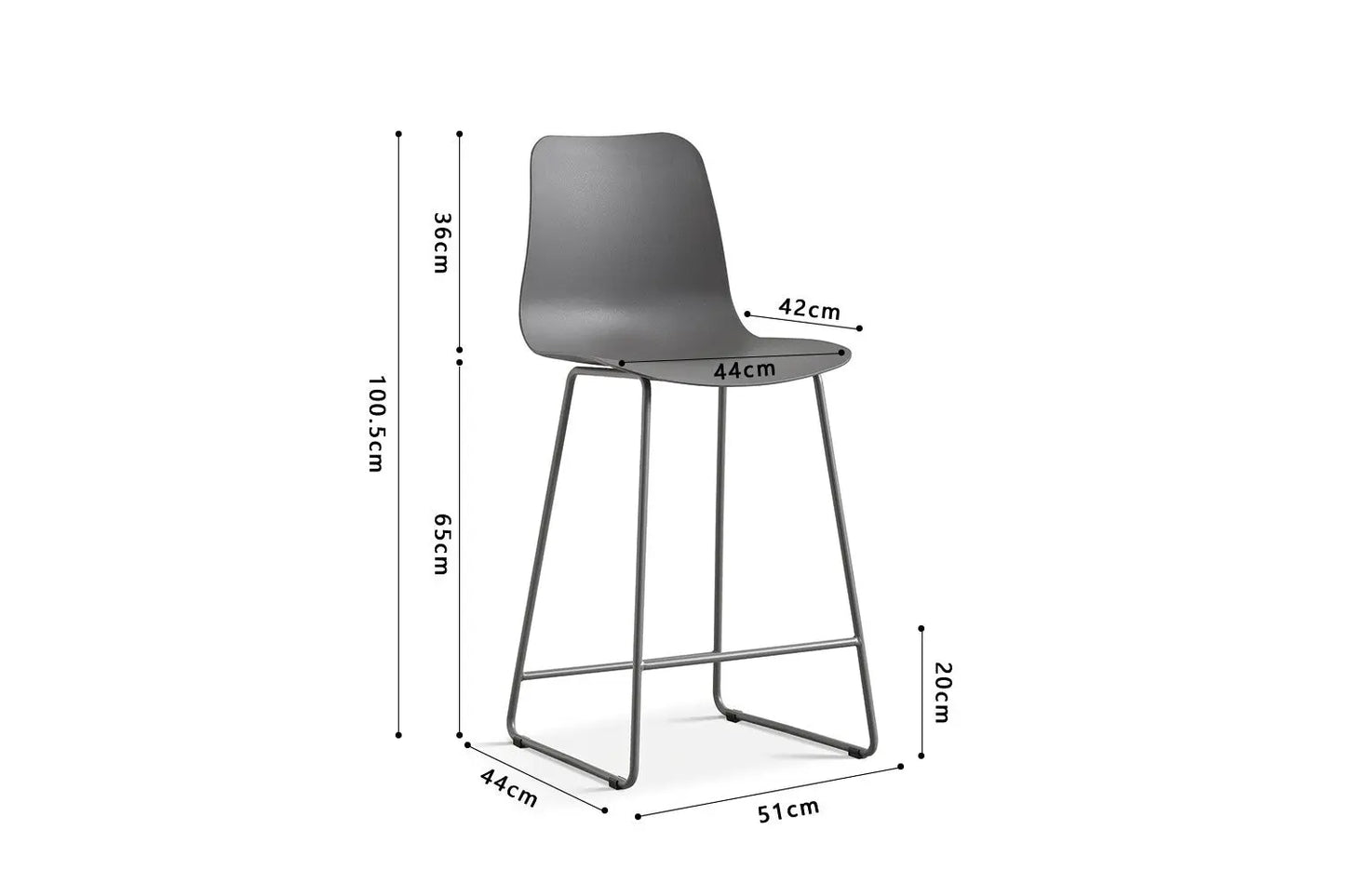 Lot de Chaises de Bar MARYA en PP Gris - 51 x 44 cm ROUSSEAU