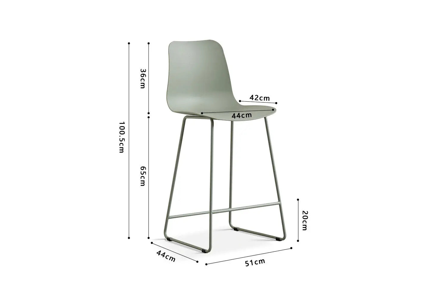 Lot de Chaises de Bar MARYA en PP Gris Vert - 51 x 44 cm ROUSSEAU