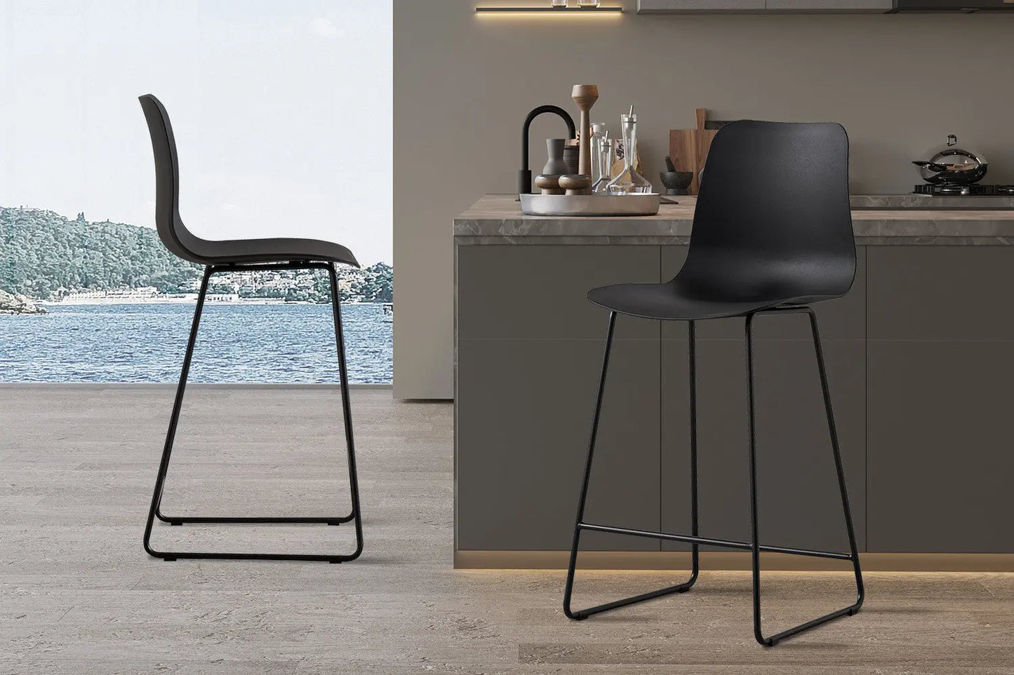 Lot de Chaises de Bar MARYA en PP Noir - 51 x 44 cm ROUSSEAU