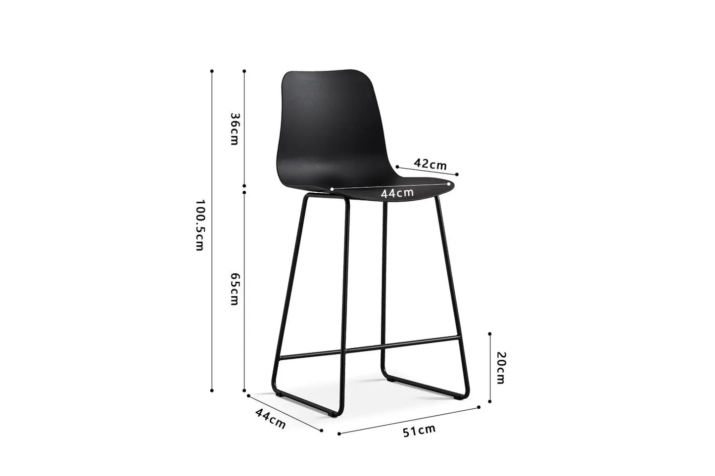 Lot de Chaises de Bar MARYA en PP Noir - 51 x 44 cm ROUSSEAU