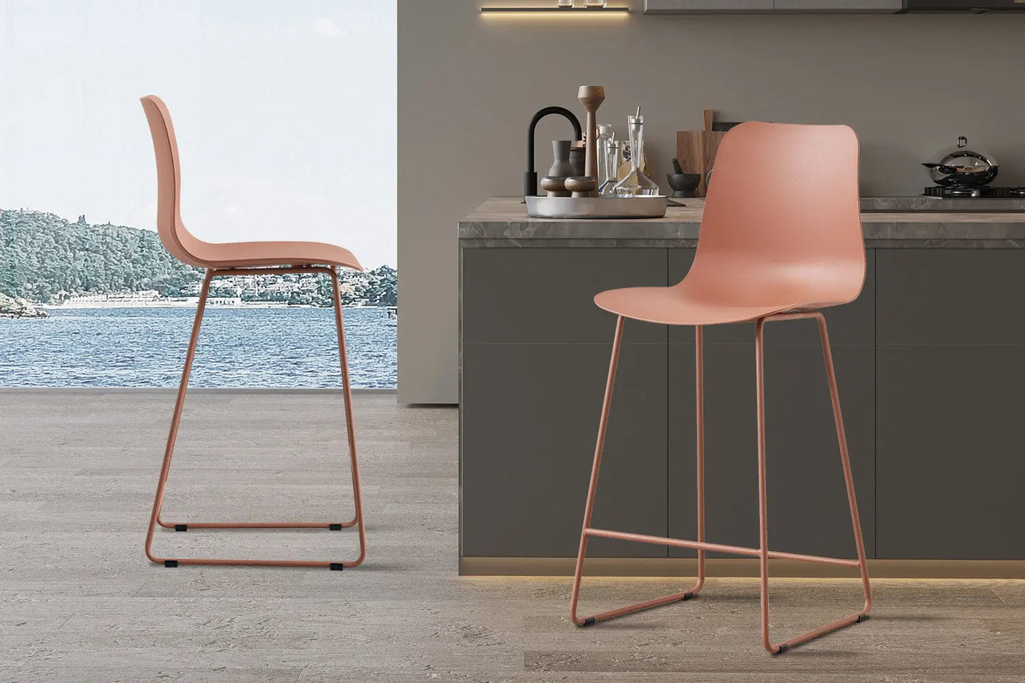 Lot de Chaises de Bar MARYA en PP Terracotta - 51 x 44 cm ROUSSEAU