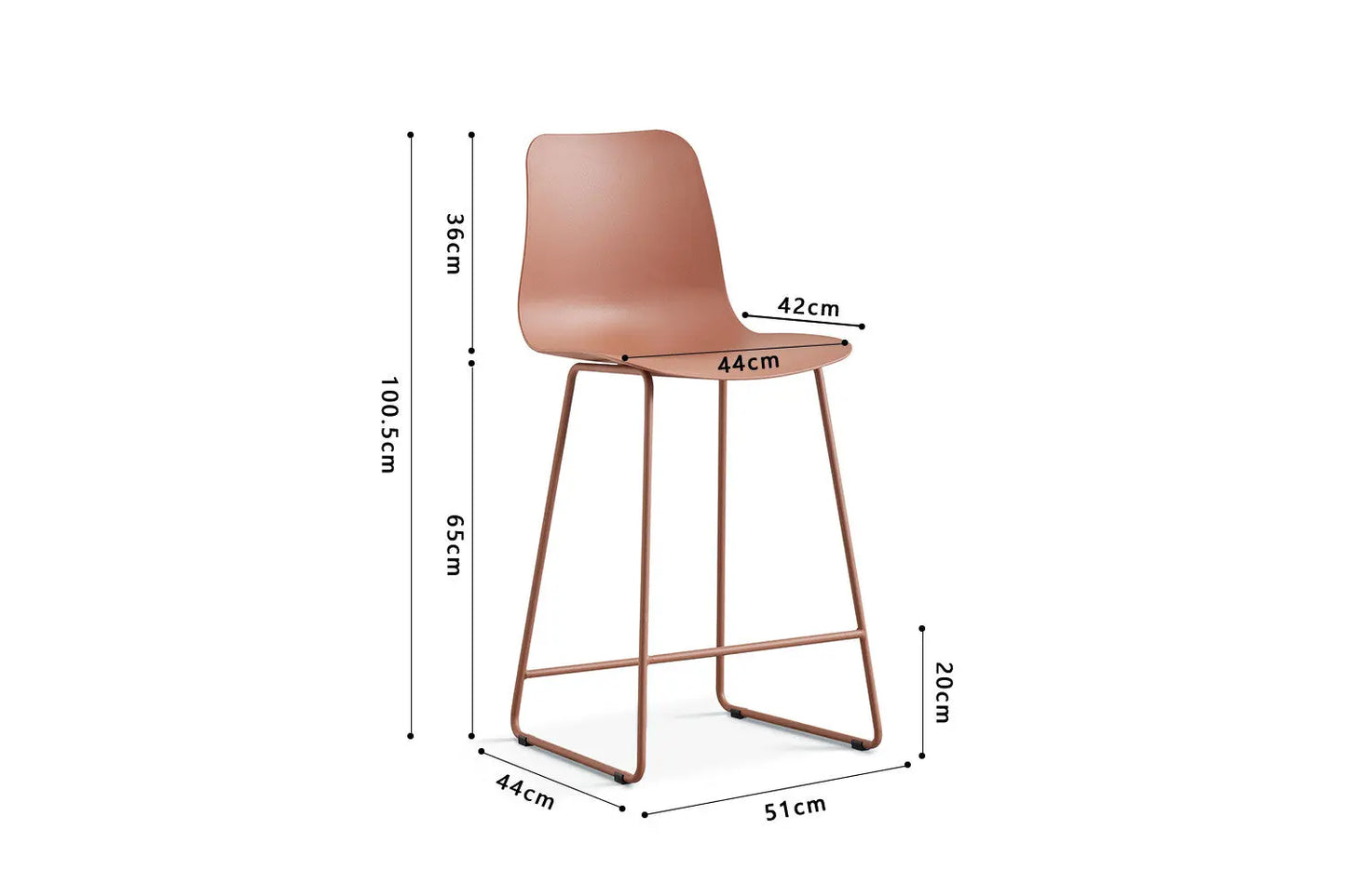 Lot de Chaises de Bar MARYA en PP Terracotta - 51 x 44 cm ROUSSEAU