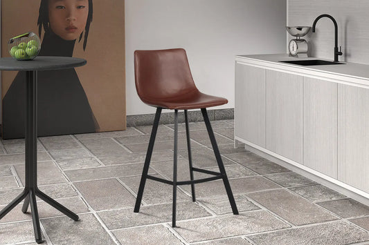 Lot de Chaises de Bar OZAYA en PU Brun - 45 x 49 cm ROUSSEAU