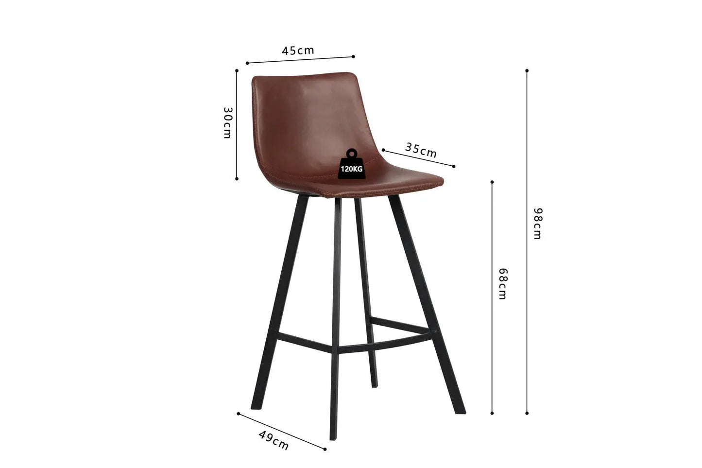 Lot de Chaises de Bar OZAYA en PU Brun - 45 x 49 cm ROUSSEAU