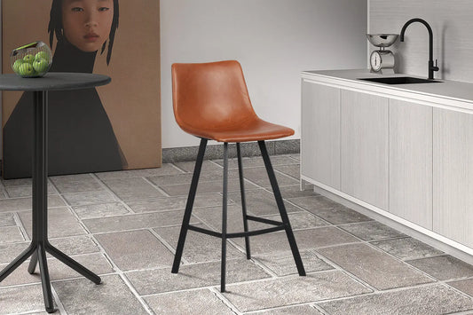 Lot de Chaises de Bar OZAYA en PU Cognac - 45 x 49 cm ROUSSEAU