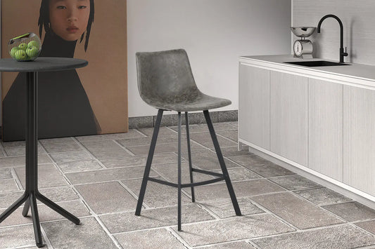 Lot de Chaises de Bar OZAYA en PU Gris - 45 x 49 cm ROUSSEAU