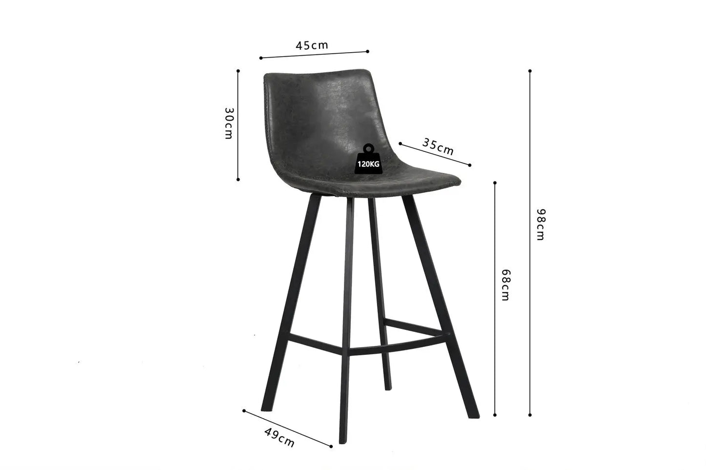 Lot de Chaises de Bar OZAYA en PU Noir - 45 x 49 cm ROUSSEAU
