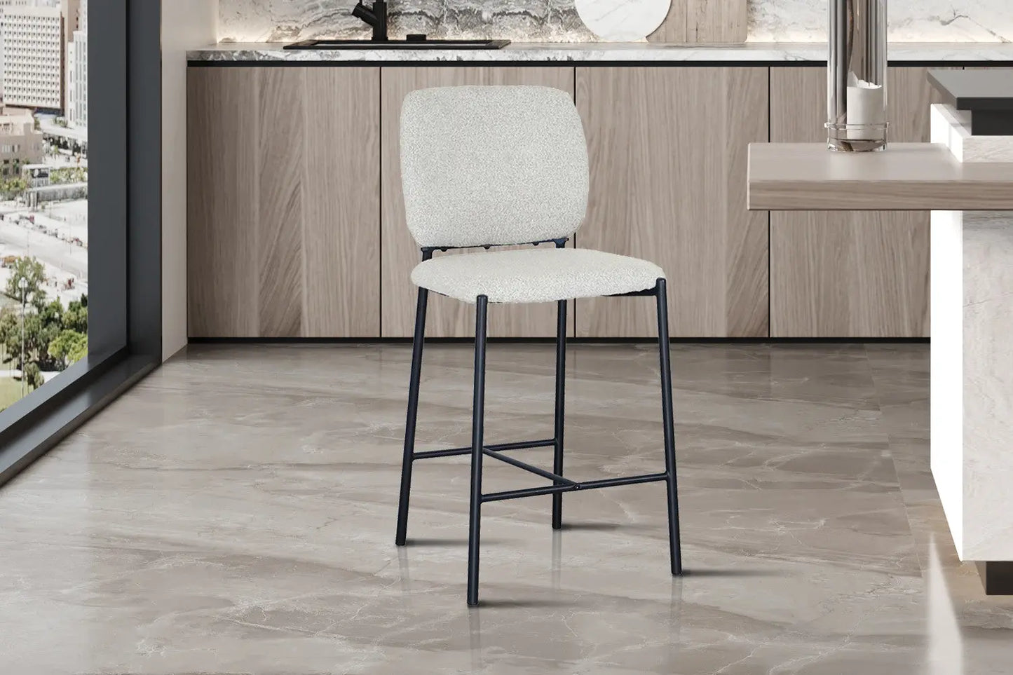 Lot de Chaises de Bar SOPHYA en Tissu Beige - 47 x 56 cm ROUSSEAU