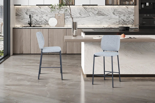 Lot de Chaises de Bar SOPHYA en Tissu Gris Clair - 47 x 56 cm ROUSSEAU