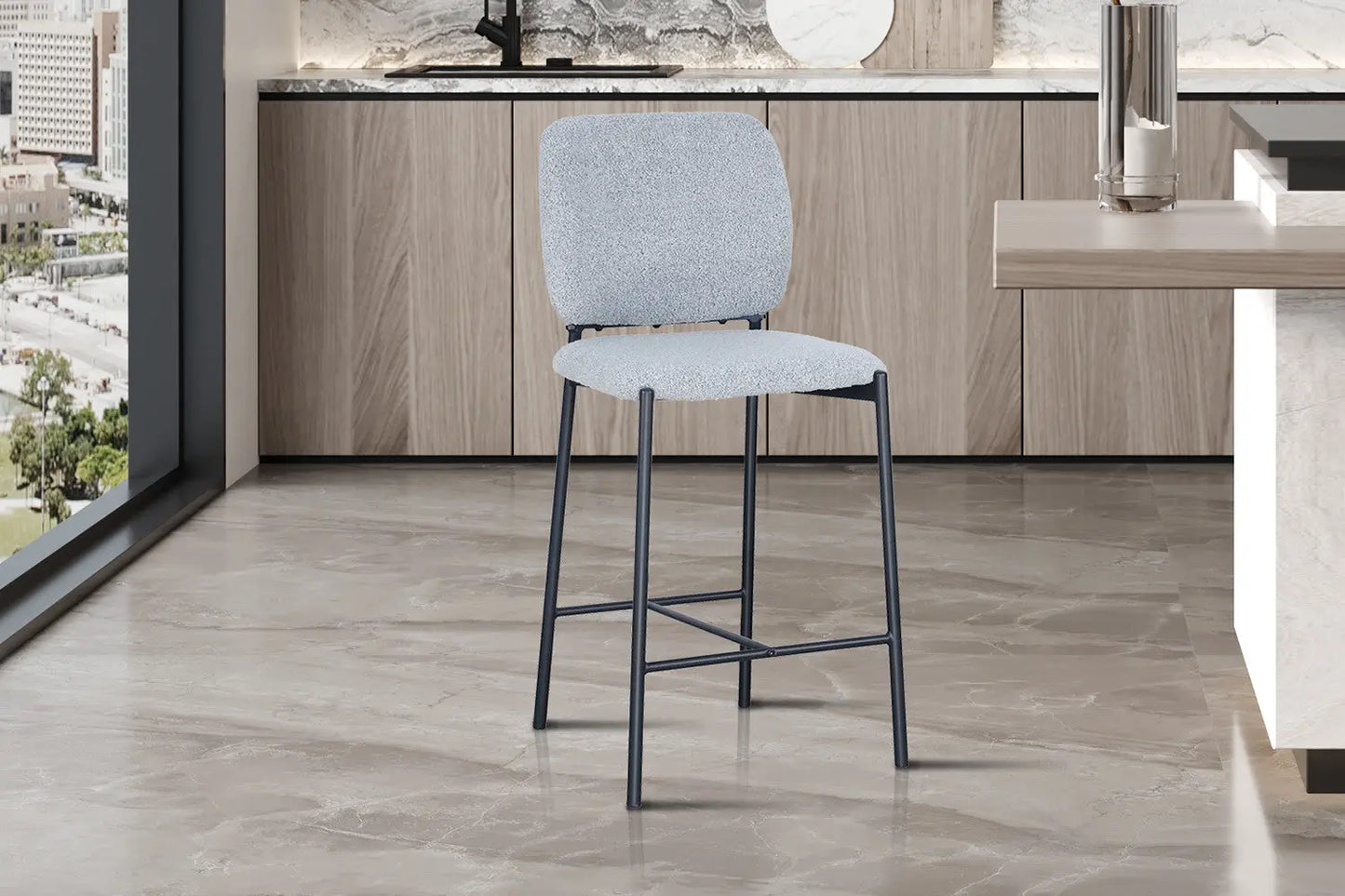 Lot de Chaises de Bar SOPHYA en Tissu Gris Clair - 47 x 56 cm ROUSSEAU