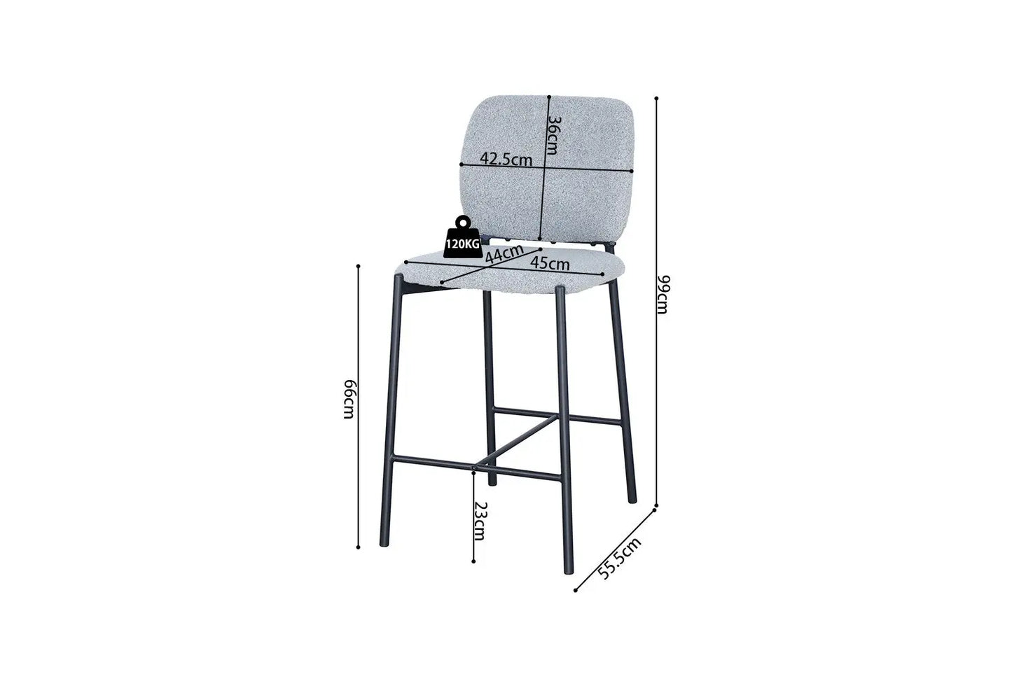 Lot de Chaises de Bar SOPHYA en Tissu Gris Clair - 47 x 56 cm ROUSSEAU