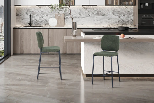 Lot de Chaises de Bar SOPHYA en Tissu Vert - 45 x 55.5 cm ROUSSEAU