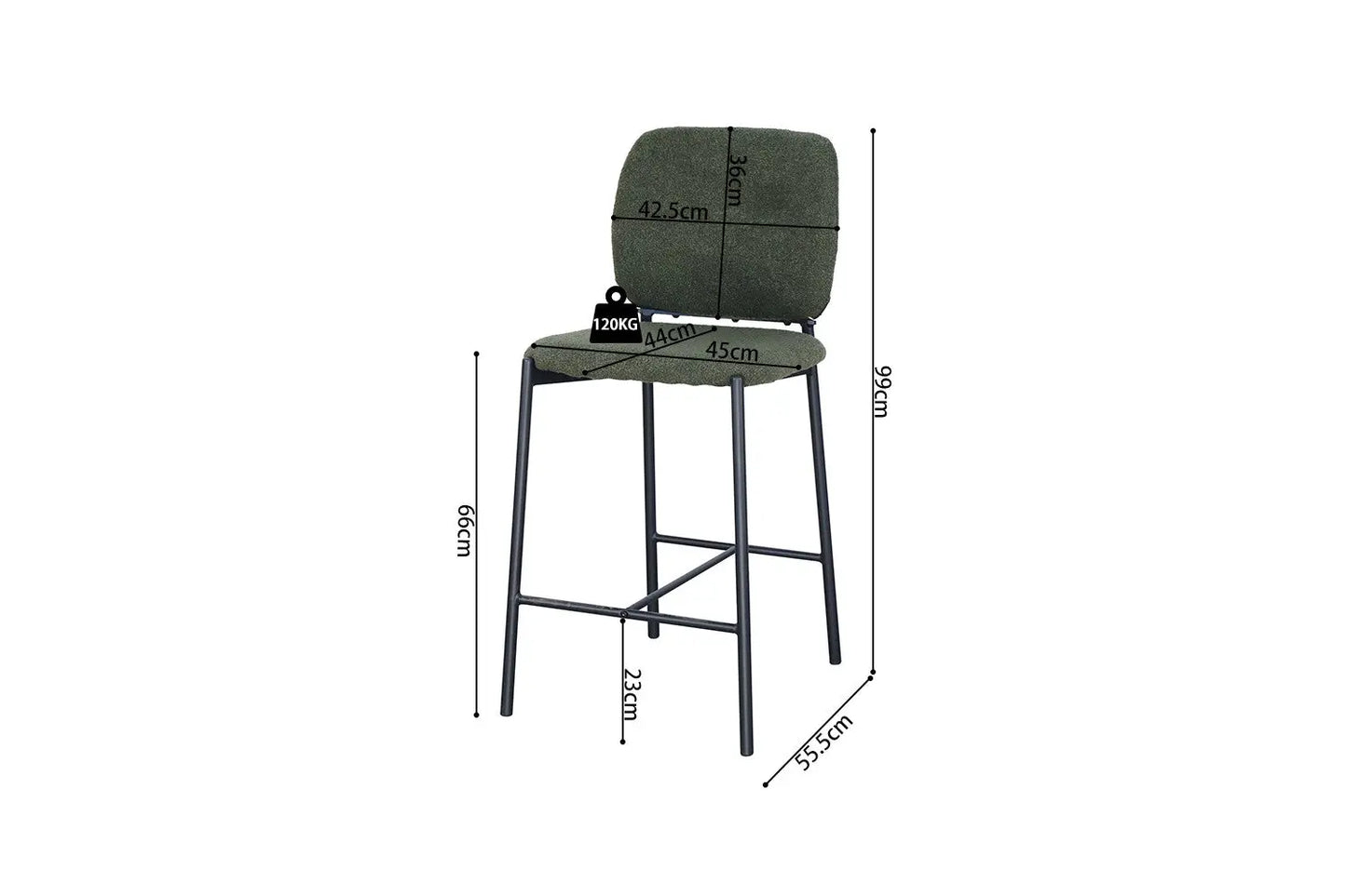 Lot de Chaises de Bar SOPHYA en Tissu Vert - 47 x 56 cm ROUSSEAU
