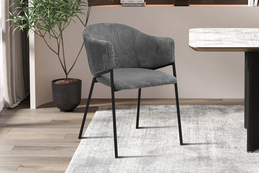 Lot de Chaises de Salle à Manger HINAYA en Tissu Gris Foncé - 54 x 62 cm ROUSSEAU