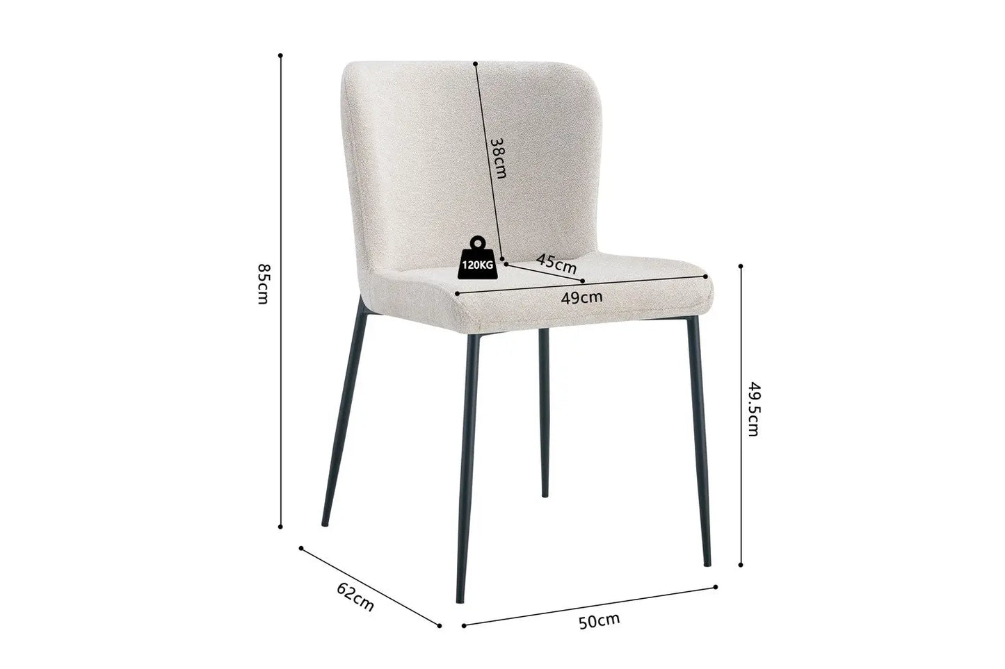 Lot de Chaises de Salle à Manger LISE Beige - 58 x 52 cm ROUSSEAU