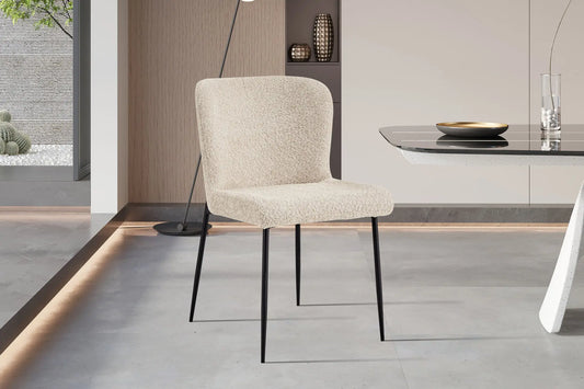 Lot de Chaises de Salle à Manger LISE Bouclé Beige - 58 x 52 cm ROUSSEAU