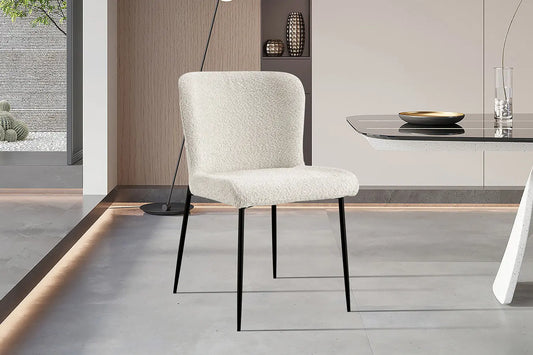 Lot de Chaises de Salle à Manger LISE Bouclé Ecru - 58 x 52 cm ROUSSEAU