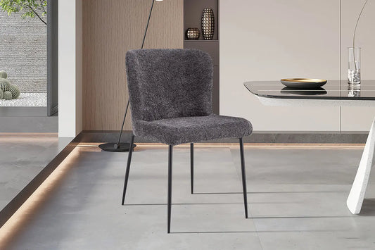 Lot de Chaises de Salle à Manger LISE Bouclé Gris Foncé - 58 x 52 cm ROUSSEAU