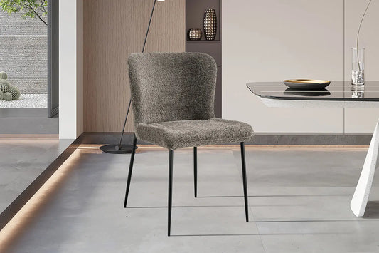 Lot de Chaises de Salle à Manger LISE Bouclé Sable - 58 x 52 cm ROUSSEAU