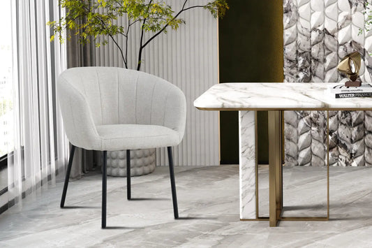 Lot de Chaises de Salle à Manger SAVINA en Tissu Beige - 57 x 62 cm ROUSSEAU