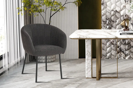 Lot de Chaises de Salle à Manger SAVINA en Tissu Bouclé Gris - 57 x 62 cm ROUSSEAU