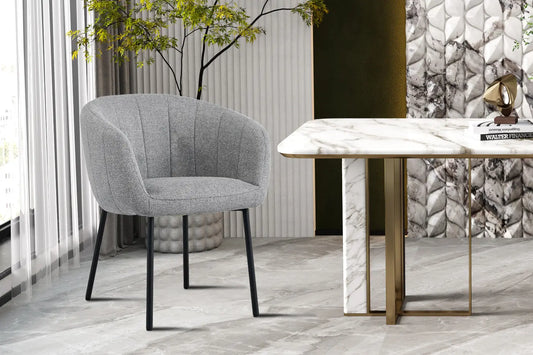 Lot de Chaises de Salle à Manger SAVINA en Tissu Gris clair - 57 x 62 cm ROUSSEAU