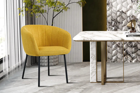 Lot de Chaises de Salle à Manger SAVINA en Tissu Jaune - 57 x 62 cm ROUSSEAU