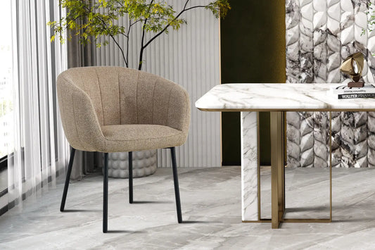 Lot de Chaises de Salle à Manger SAVINA en Tissu Sable - 57 x 62 cm ROUSSEAU