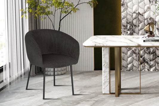 Lot de Chaises de Salle à Manger SAVINA en Tissu Velours Côtelé Gris - 57 x 62 cm ROUSSEAU