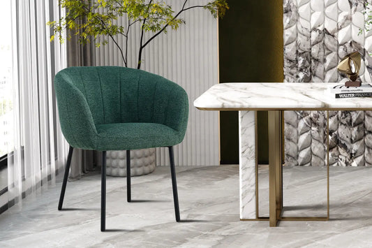 Lot de Chaises de Salle à Manger SAVINA en Tissu Vert - 57 x 62 cm ROUSSEAU