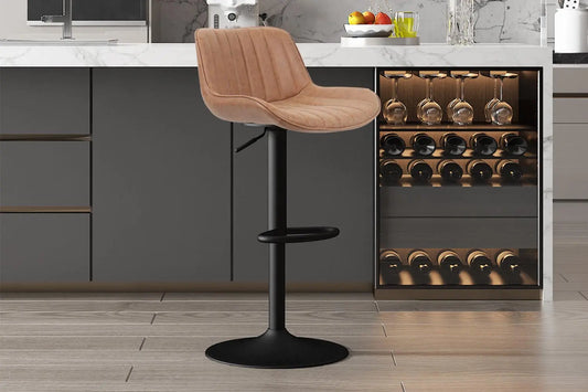 Lot de Tabourets de Bar FENNY en PU Cognac - 48 x 49.5 cm ROUSSEAU