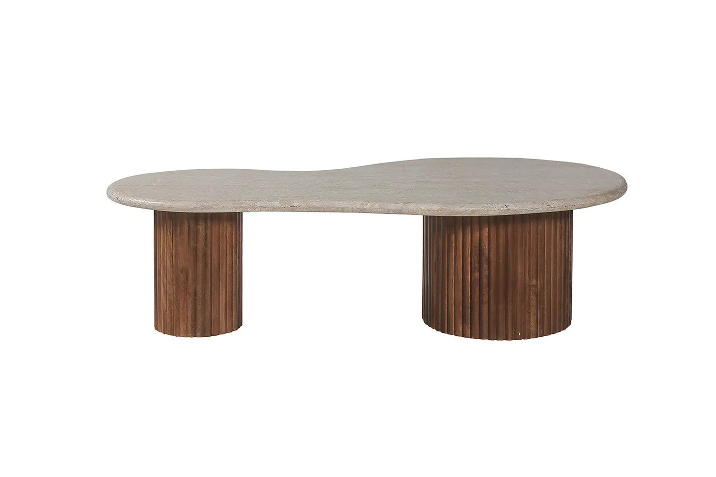 MARLEY - Table basse en Bois de manguier avec plateau en Travertin Beige - 120 cm ROUSSEAU