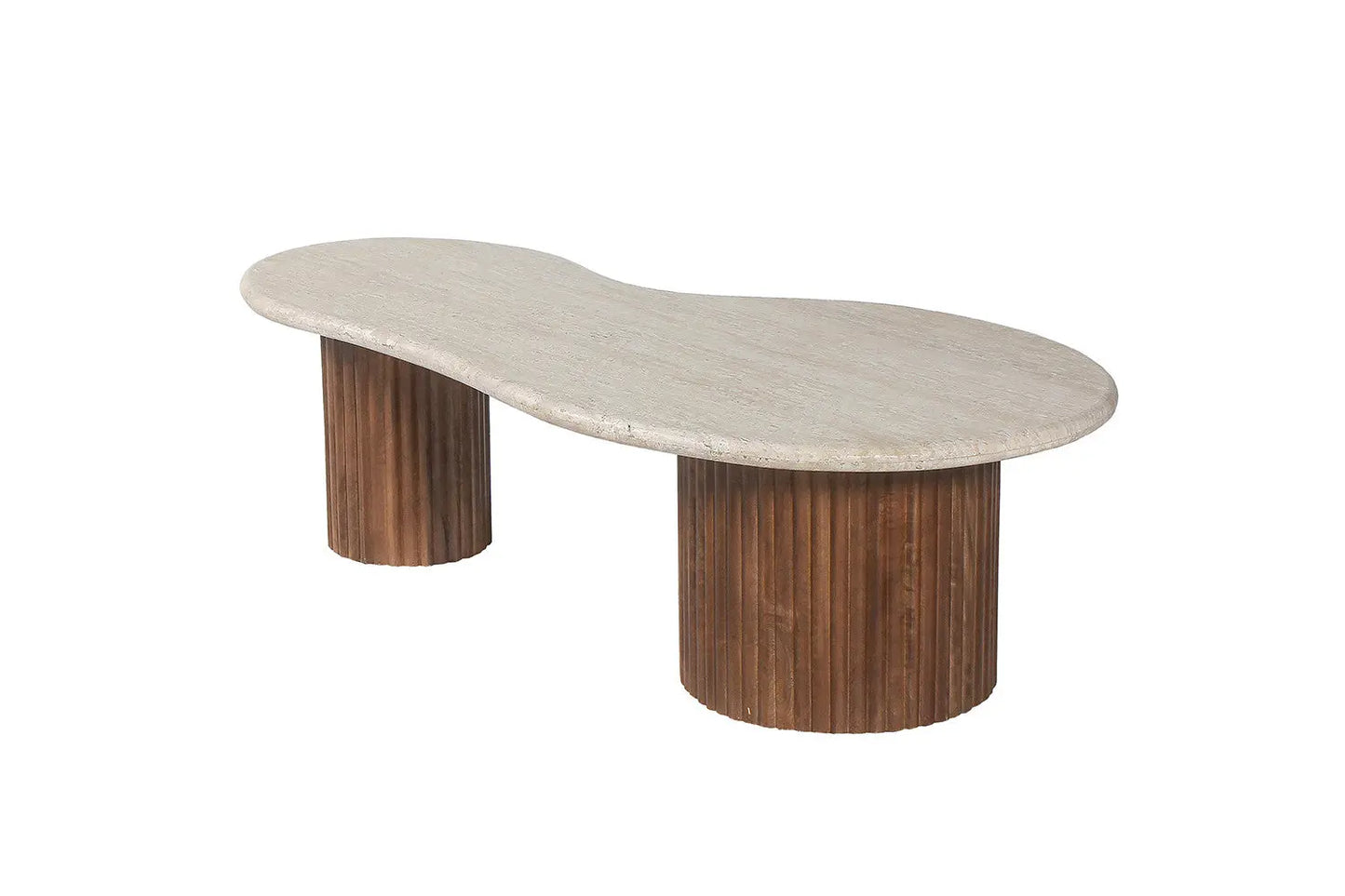 MARLEY - Table basse en Bois de manguier avec plateau en Travertin Beige - 120 cm ROUSSEAU