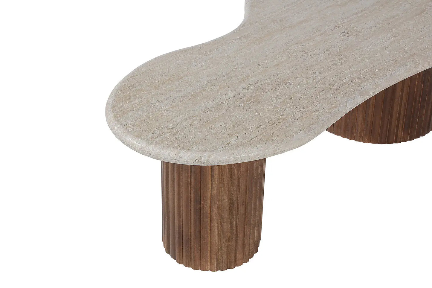 MARLEY - Table basse en Bois de manguier avec plateau en Travertin Beige - 120 cm ROUSSEAU