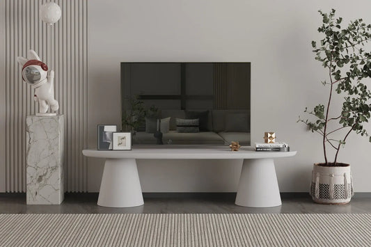 Meuble TV Effet Ciment Ecru TAVINA pour votre salon - 160 cm ROUSSEAU