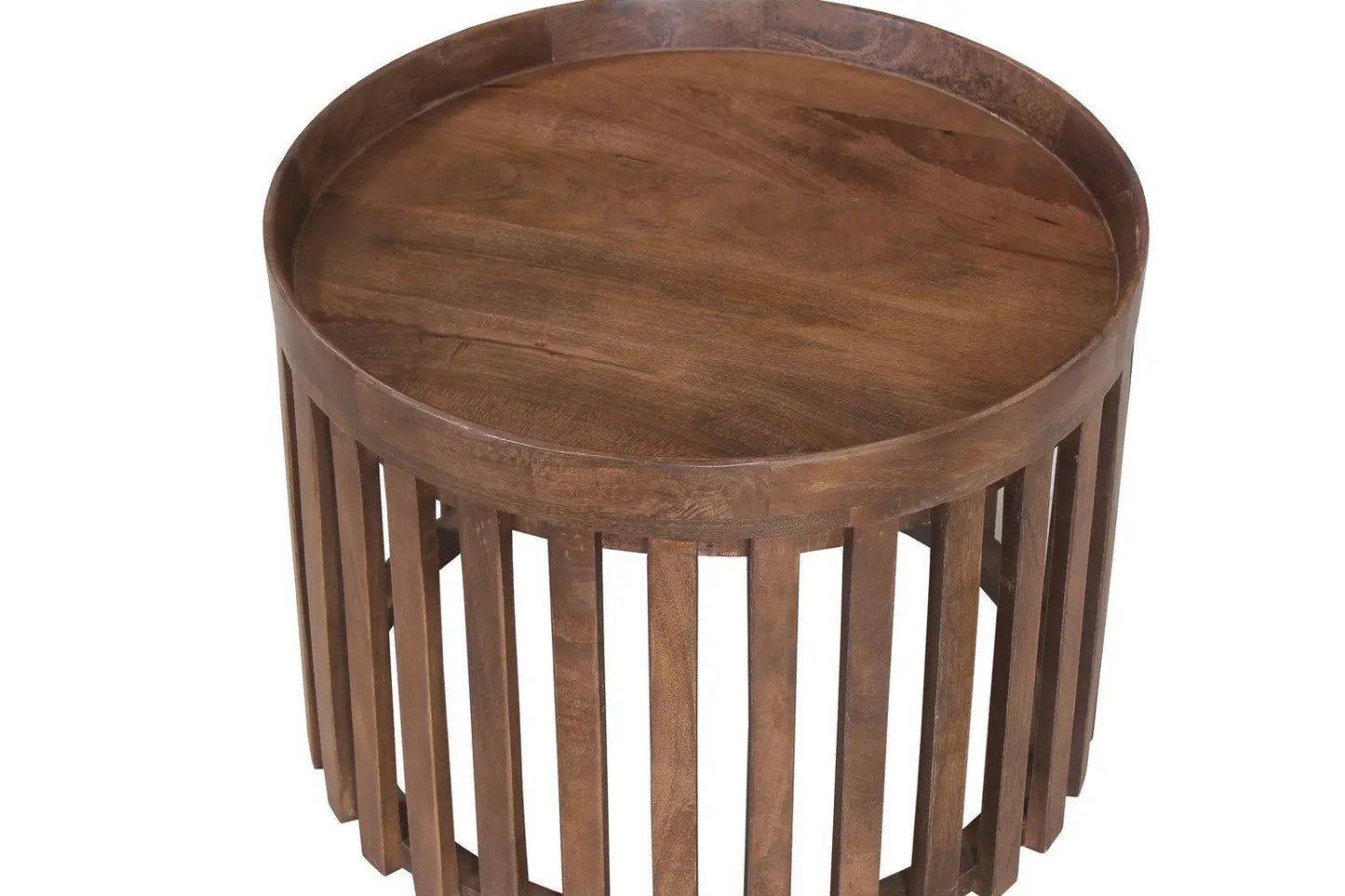 NAEL - Lot de 2 Tables basses Ronde Bois de Manguier Brun Clair - 48x48 cm et 60x60 cm ROUSSEAU