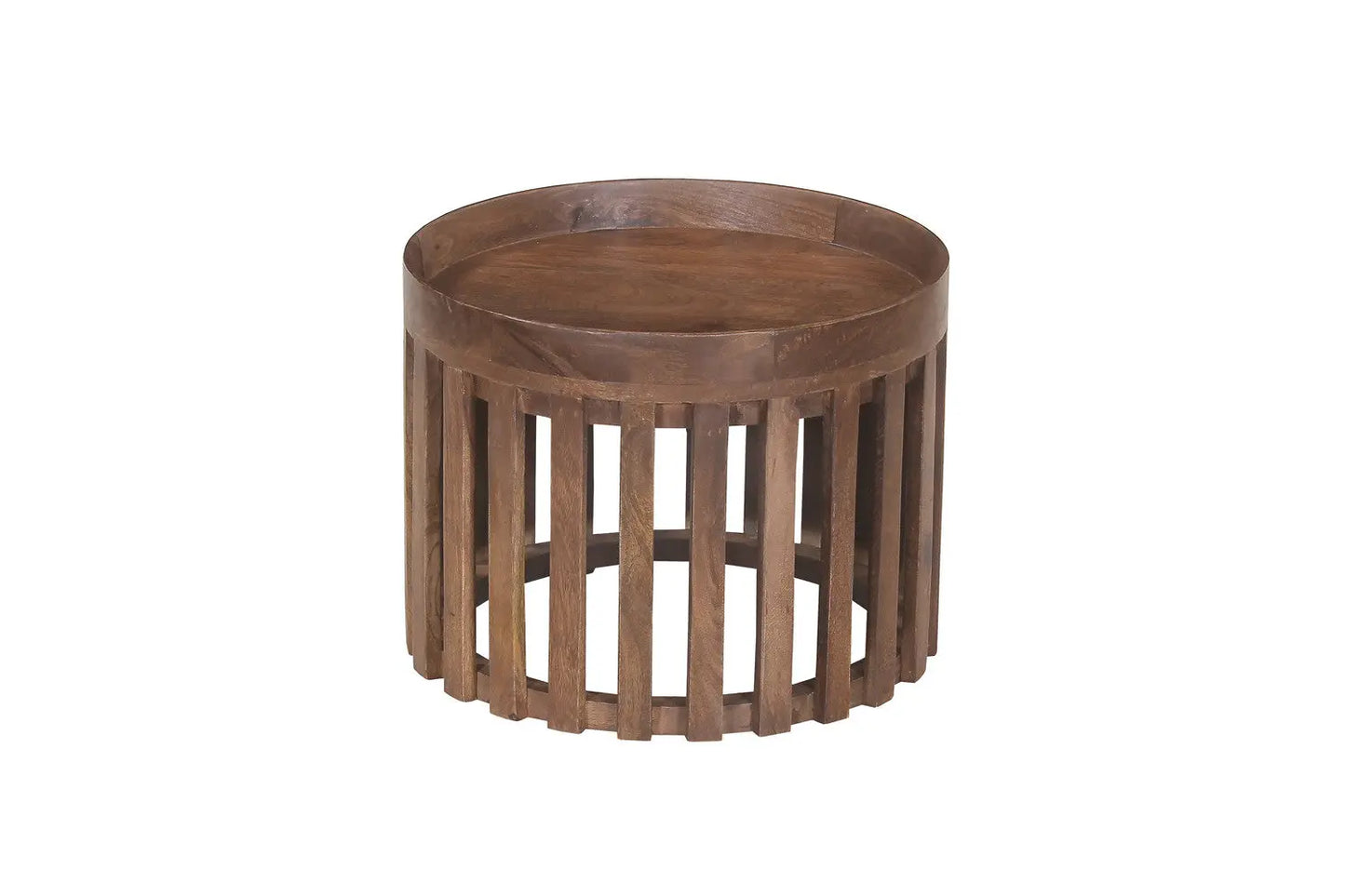 NAEL - Lot de 2 Tables basses Ronde Bois de Manguier Brun Clair - 48x48 cm et 60x60 cm ROUSSEAU